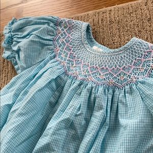 Smocked Blue Checked Dress 2T